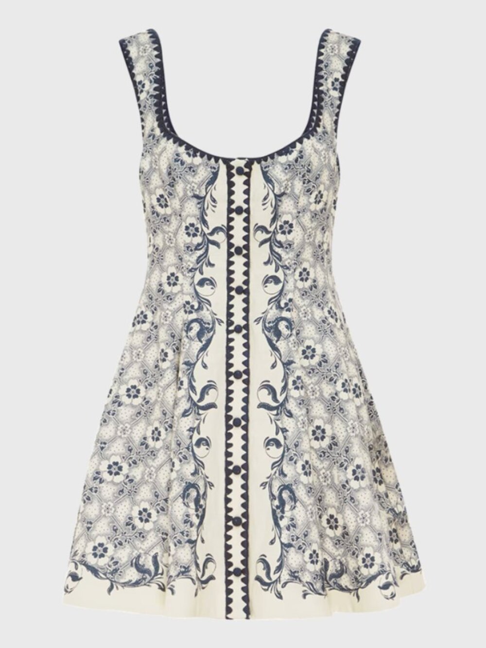 Alemais Airlie Mini Dress in Navy & Cream,